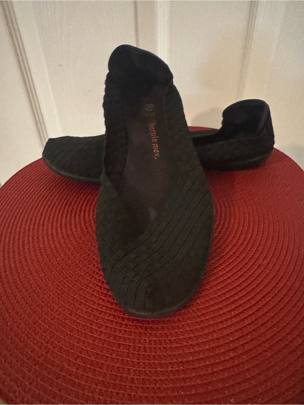 bernie mev. Black Woven Slip-On Flats